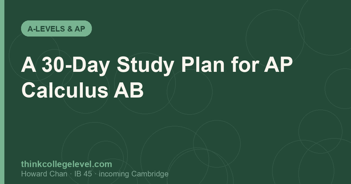 A 30-Day Study Plan for AP Calculus AB