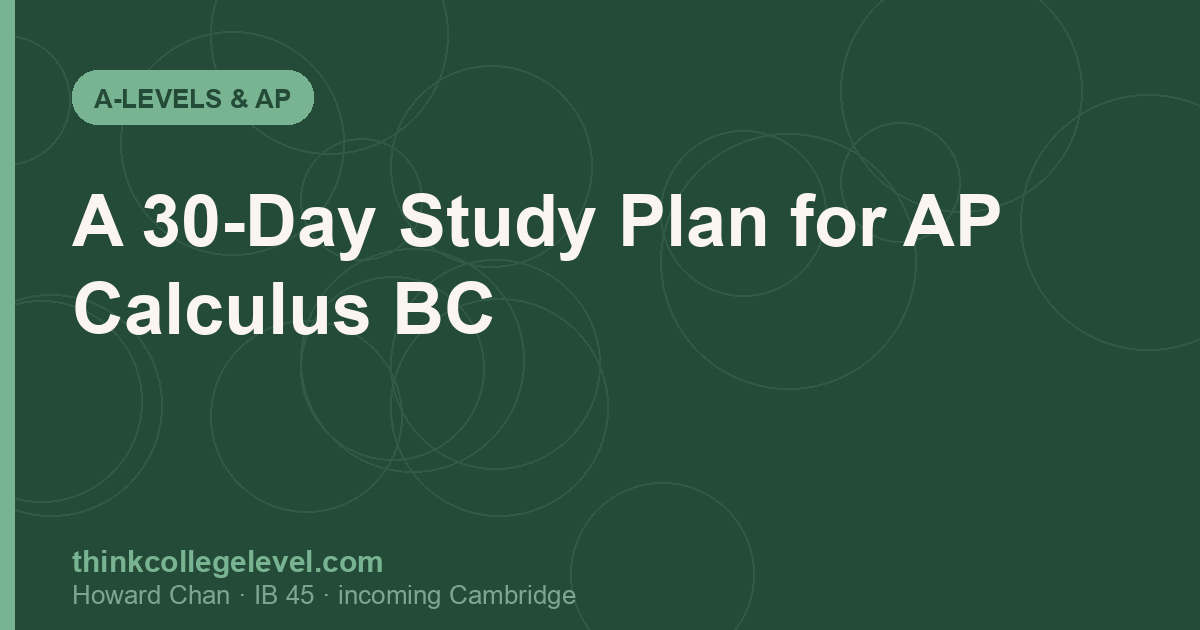A 30-Day Study Plan for AP Calculus BC