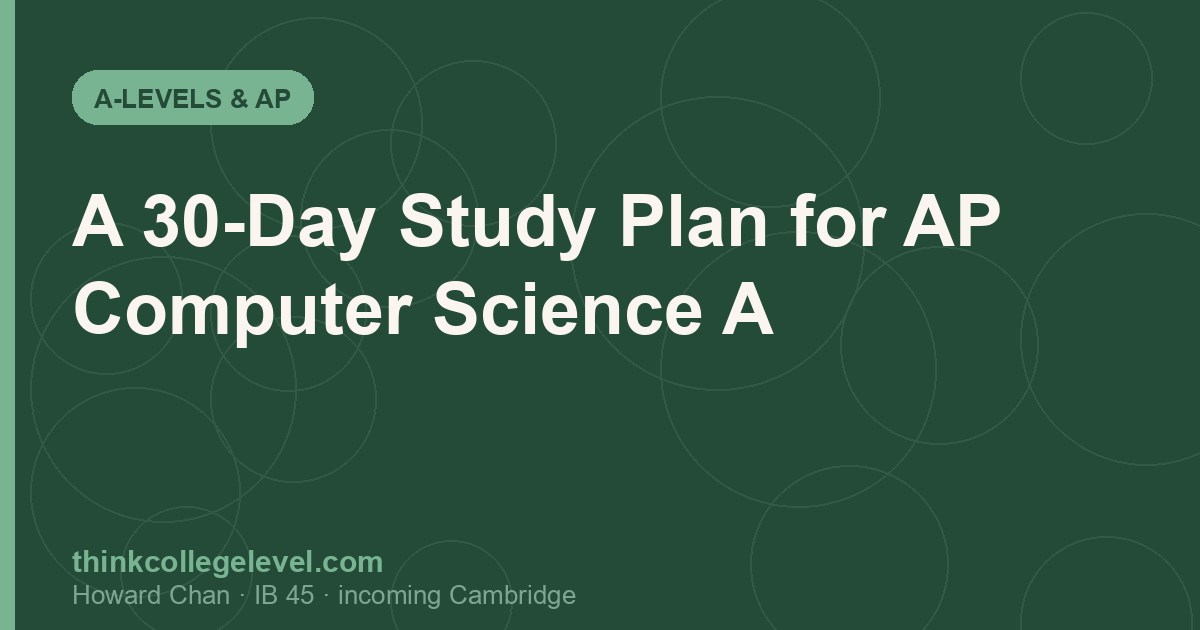 A 30-Day Study Plan for AP Computer Science A