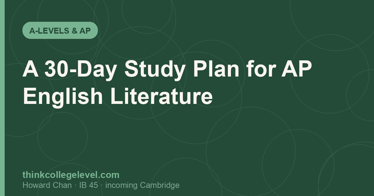 A 30-Day Study Plan for AP English Literature
