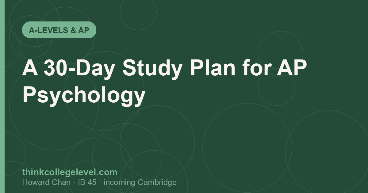 A 30-Day Study Plan for AP Psychology