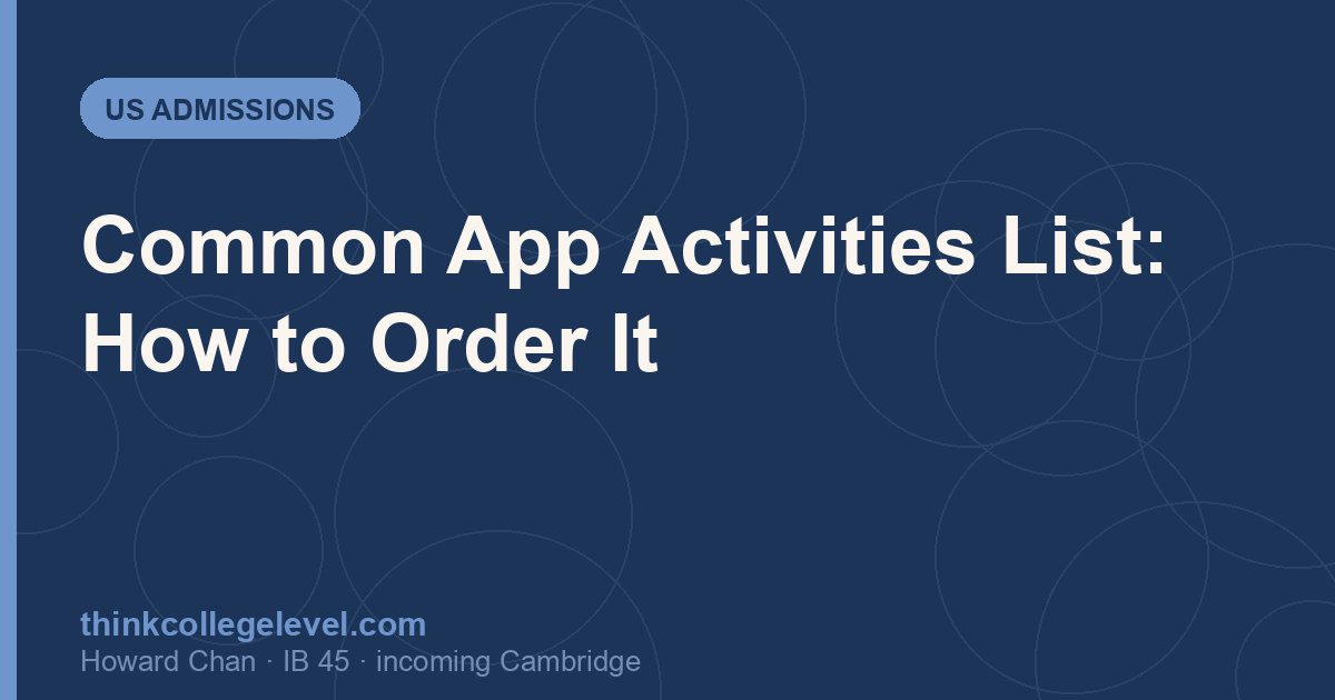 Common App Activities List: How to Order It