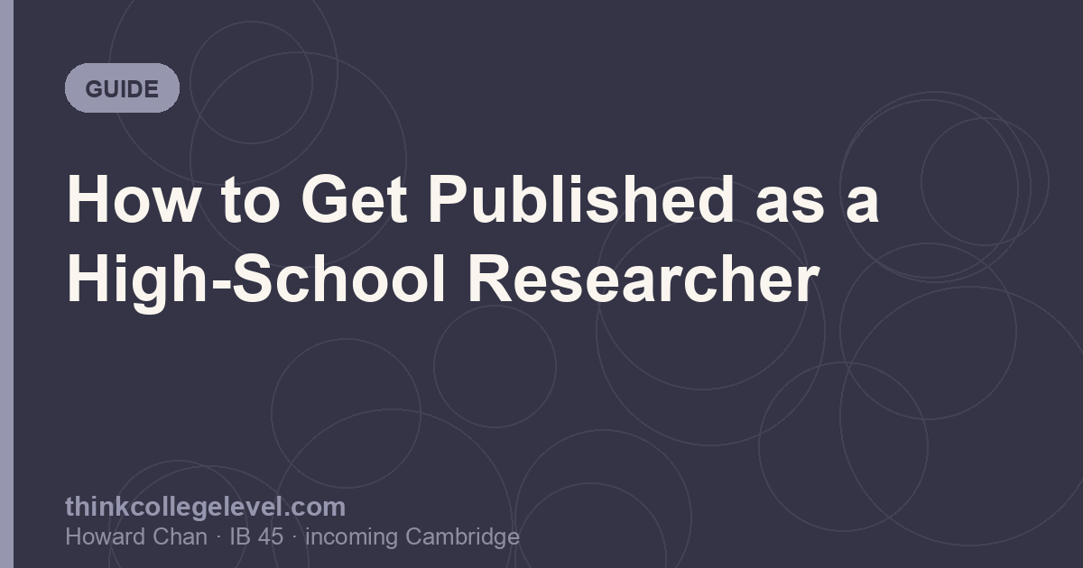 How to Get Published as a High-School Researcher