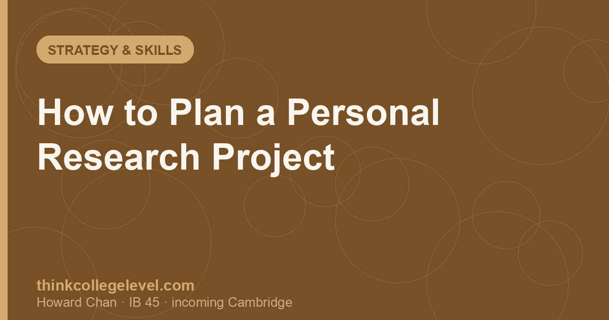 How to Plan a Personal Research Project