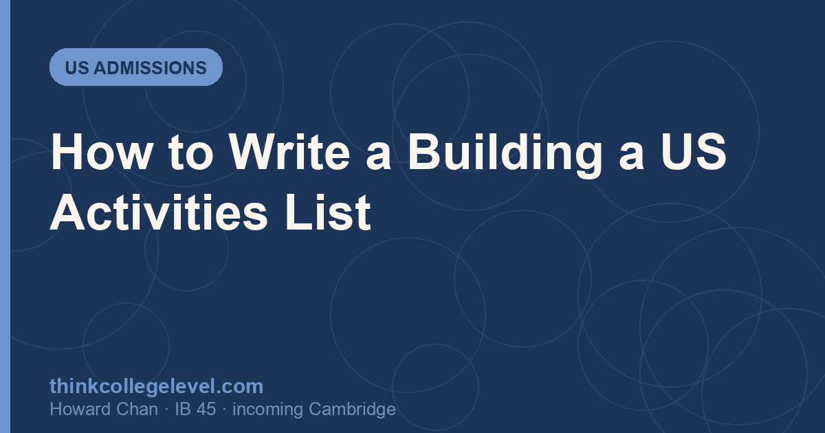 How to Write a Building a US Activities List