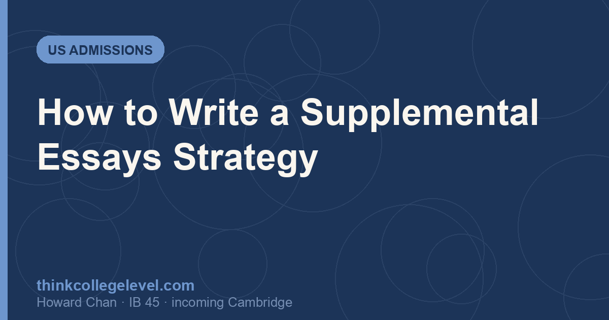 How to Write a Supplemental Essays Strategy