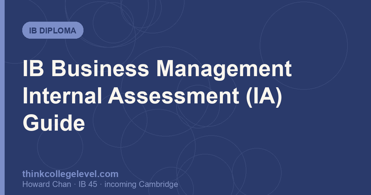 IB Business Management Internal Assessment (IA) Guide