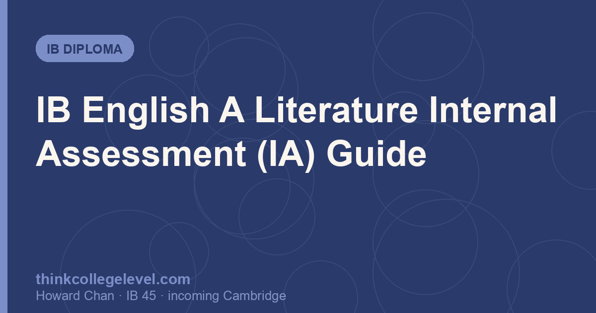 IB English A Literature Internal Assessment (IA) Guide