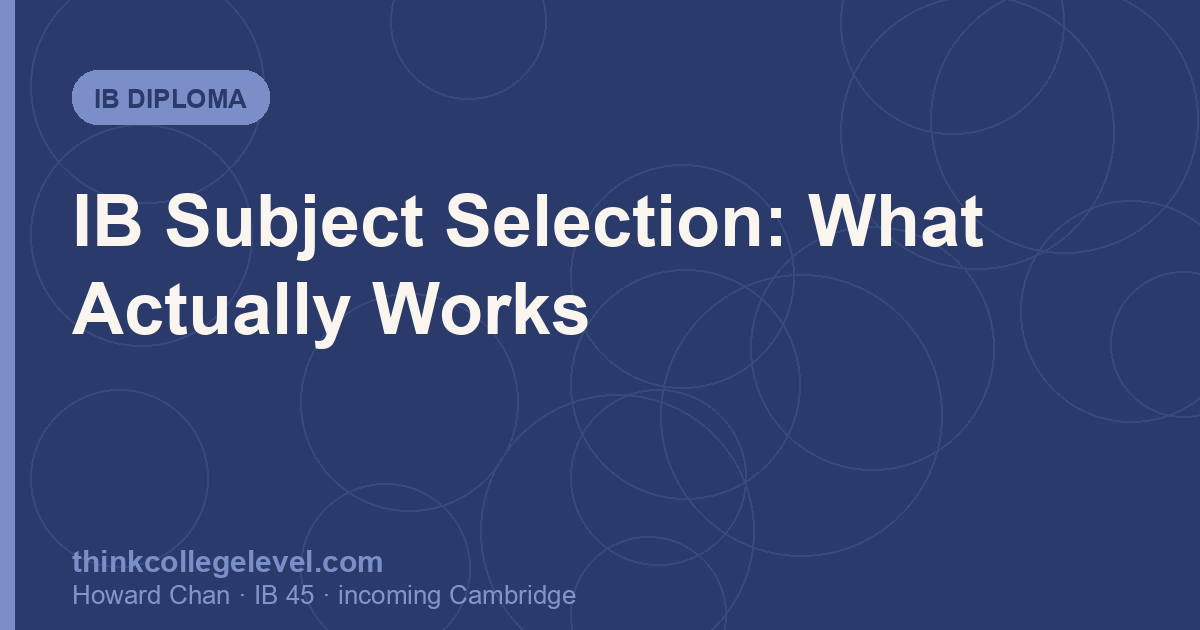IB Subject Selection: What Actually Works