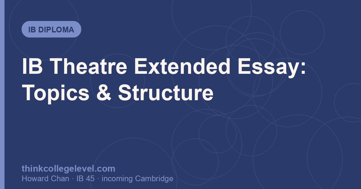 IB Theatre Extended Essay: Topics & Structure