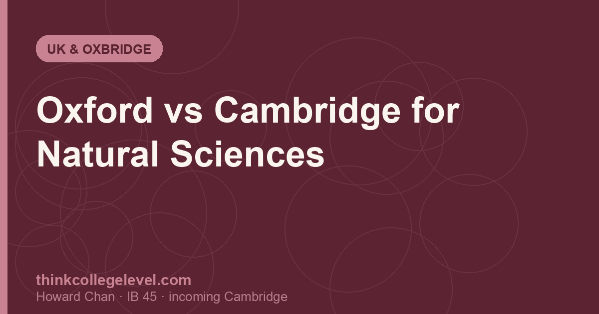 Oxford vs Cambridge for Natural Sciences