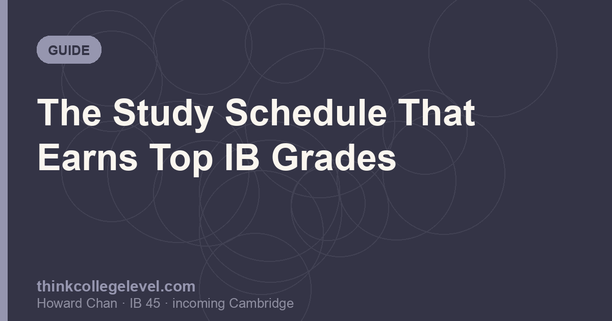 The Study Schedule That Earns Top IB Grades